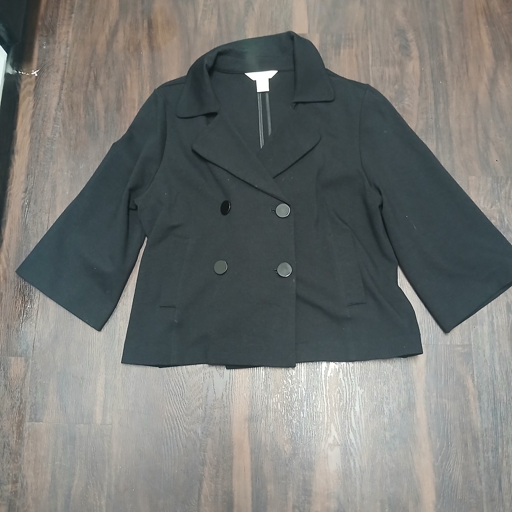 White House Black Market Black Cropped Double-Breasted Blazer